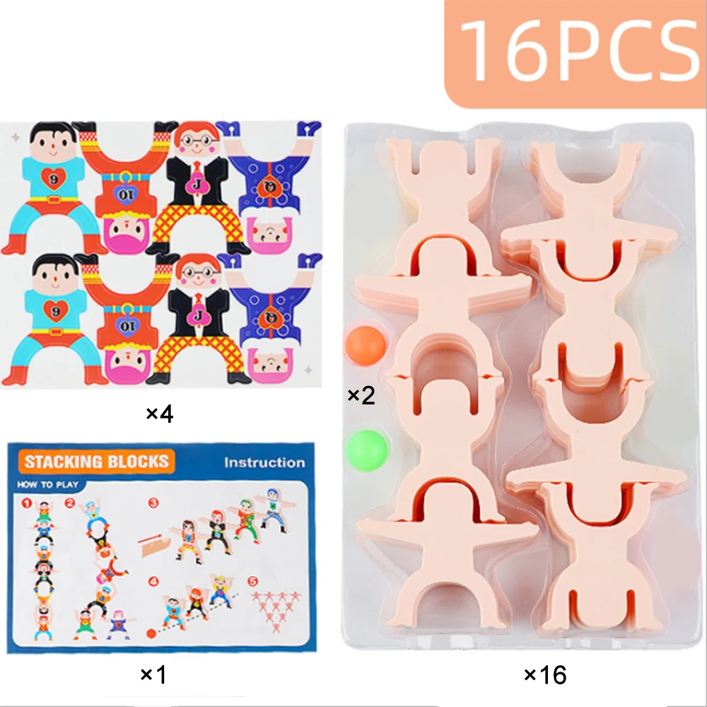 

16pcs Hercules Balance Blocks Children's Puzzle DIY Stack High Building Blocks Tabletop Game Toys for Children