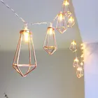 Рождественская Светодиодная лампа цвета розового золота, сказочный светильник с бриллиантами, металлическая гирлянсветильник, работающая от батарейки, новинка светильник ничное украшение для вечевечерние