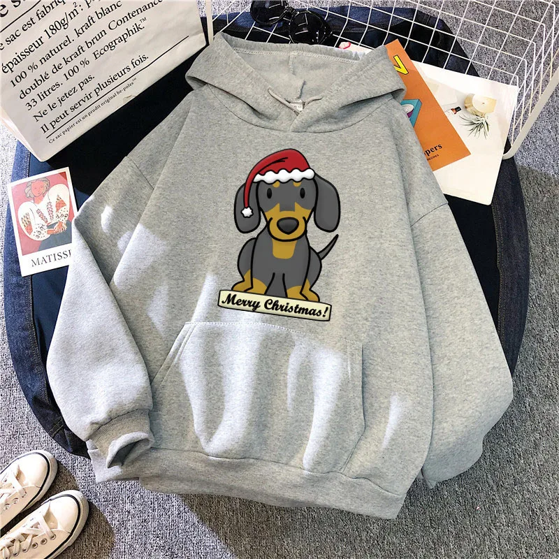 

Fashion Women's Hoodie Christmas Sweater Korea Casual Cartoon Dog Print Hoodie Loose Streetwear Autumn Women Drawstring Pullover