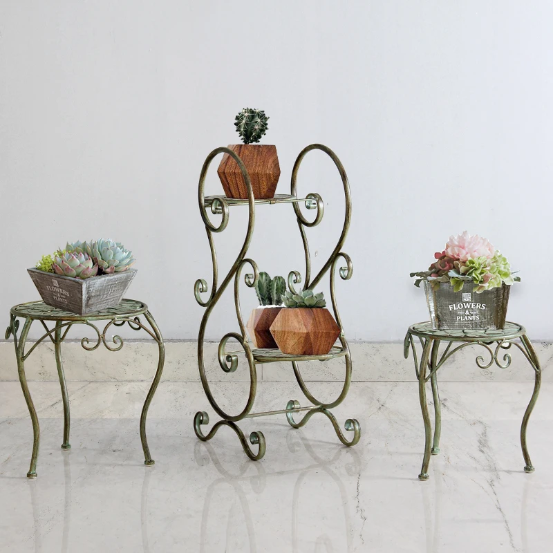 

Wrought iron leaf stool bench flowerpot stand