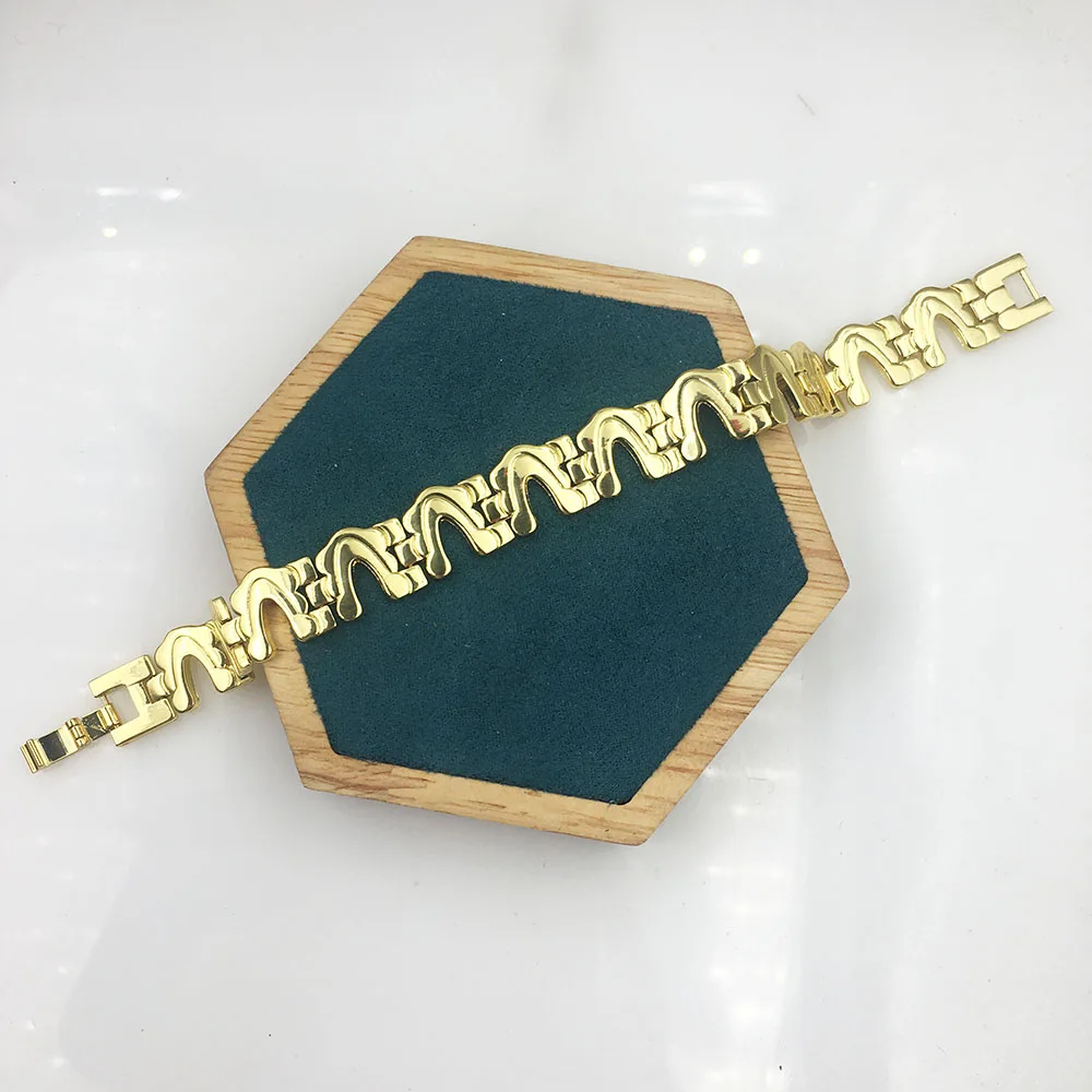 

Высококачественная атмосфера DIY13mm оригинальный 18k золотой медный модный мужской бутиковый браслет женский браслет подарок изготовление юв...