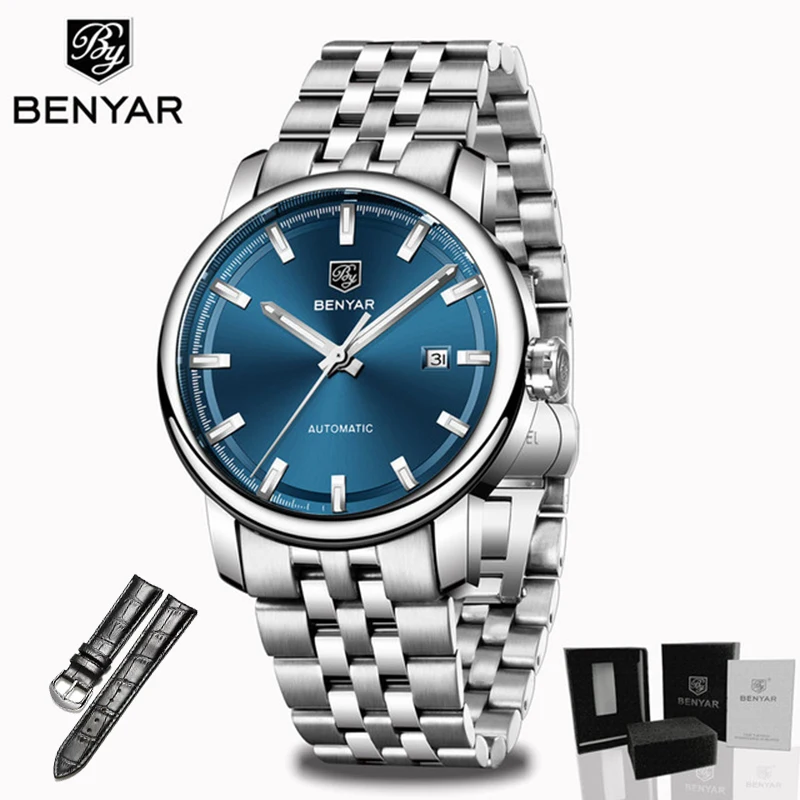 Blue Strap S Новинка, BENYAR, мужские механические часы, автоматические мужские часы, Топ бренд, роскошные часы, мужские наручные часы, военные, Relogio Masculino - Цвет: Blue Strap S