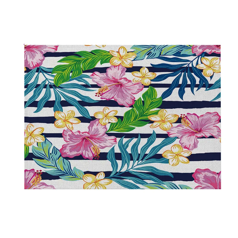 Картина Тропическое растение цветок птица Тукан хлопчатобумажная льняная