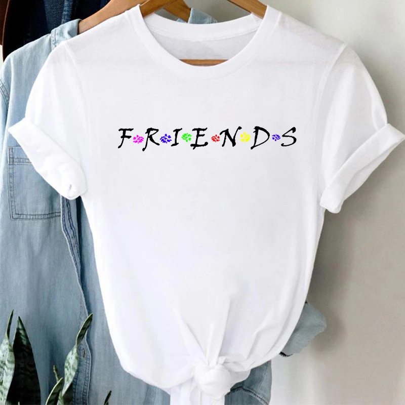 

Summer T-shirts 2021 Letter Friends t-shirt friends tv show graphic t shirt Short Sleeve Femme Fashion T-shirt For Women