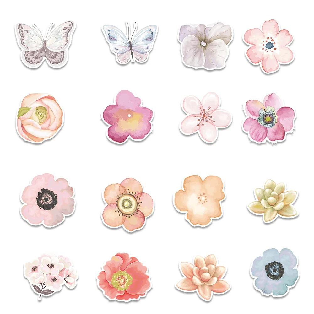 103050pcs mixed pretty flowers aesthetics stickers laptop phone suitcase guitar bike waterproof graffiti sticker decal kid toy free global shipping