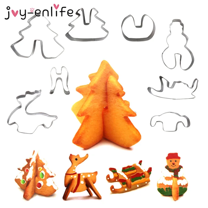 8 шт. 3D резак для рождественских печенья из нержавеющей стали инструменты