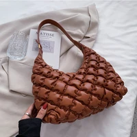 pu leather women designer handbag 2021 shoppers purses girls fashion casual solid color pineapple pattern hobo bag shoulder bags