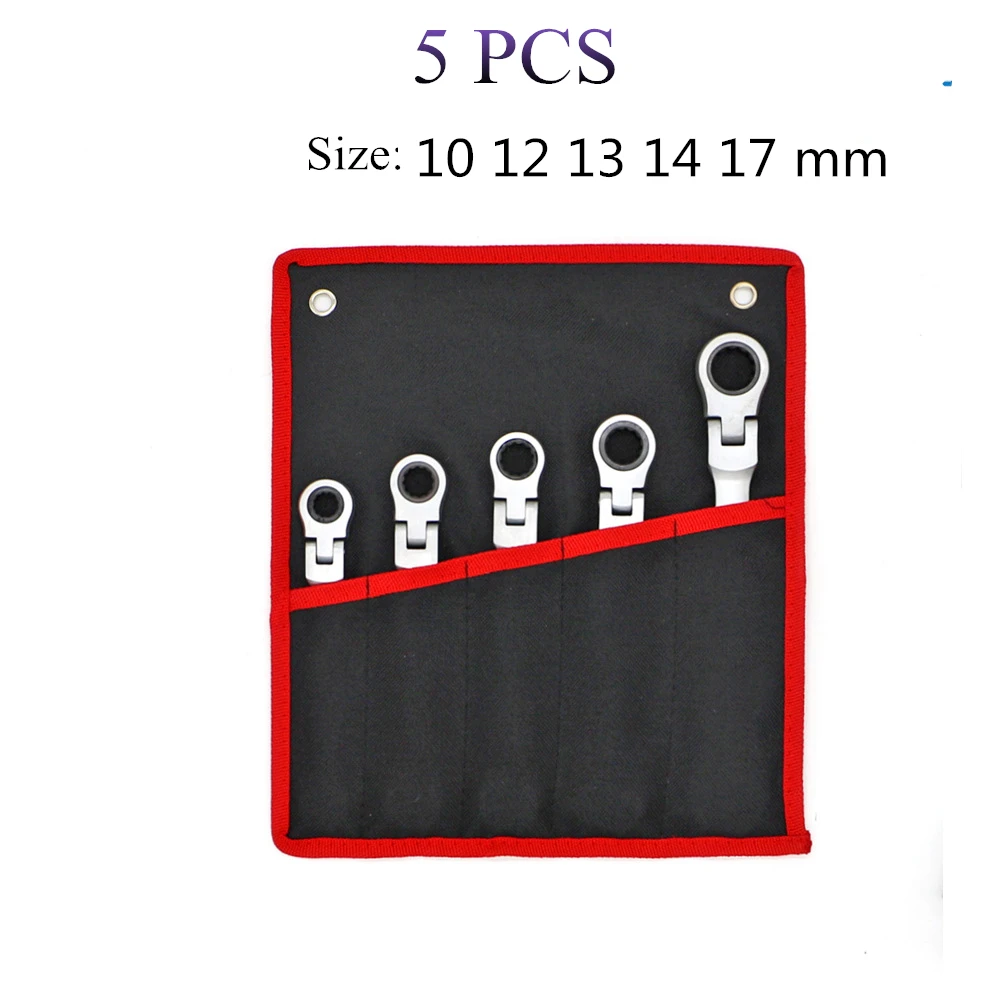 Набор комбинированных гаечных ключей из хромованадиевой стали с храповым