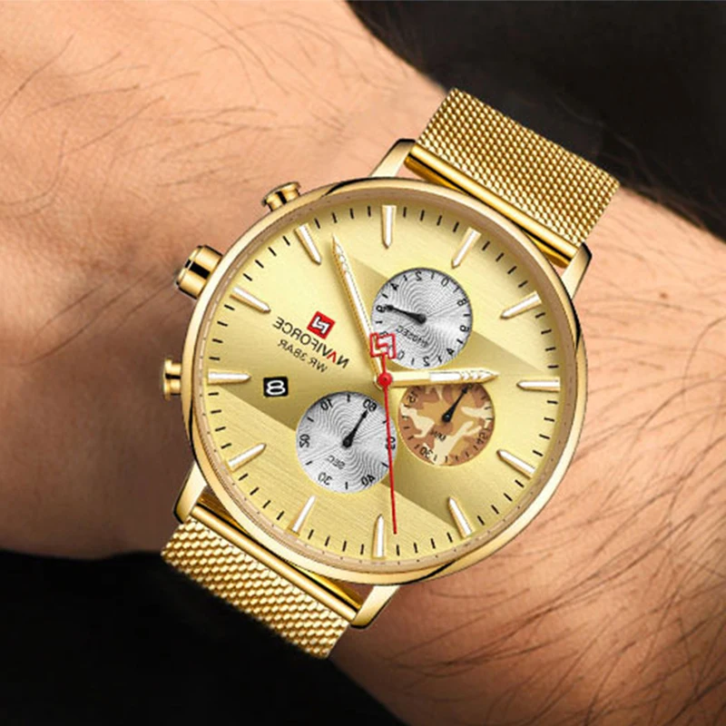 Часы наручные NAVIFORCE Мужские кварцевые брендовые Роскошные модные