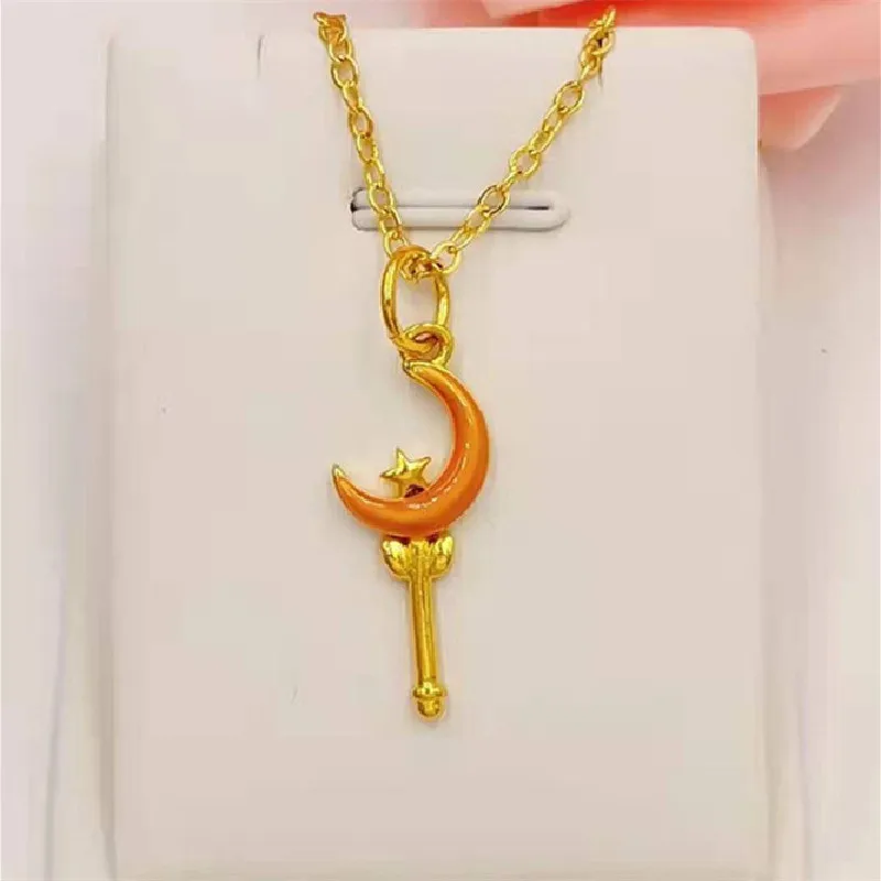 Небольшое ожерелье с кулоном из чистого золота акция оригинальное позолоченное