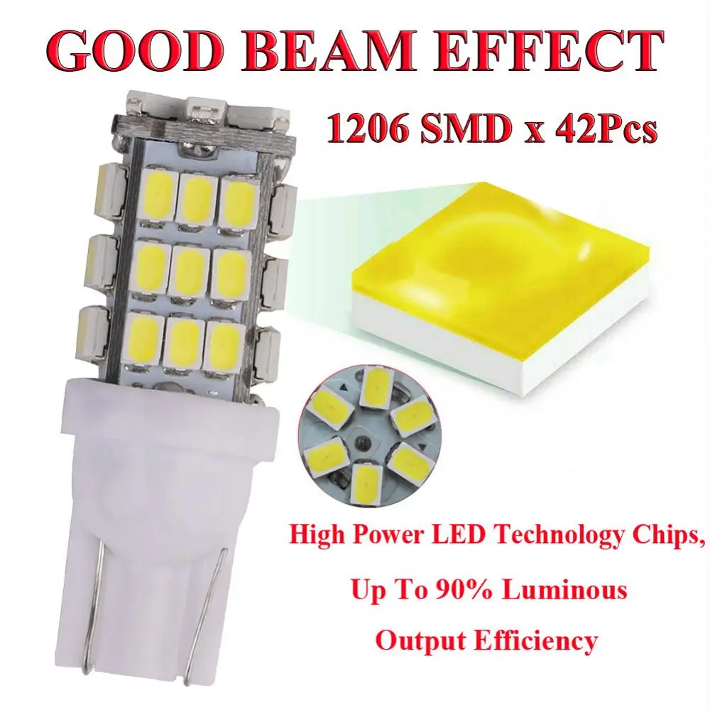 10 шт. светодиодсветодиодный лампы T10 W5W 921 светодиодные светильник пы 1206 SMD 42