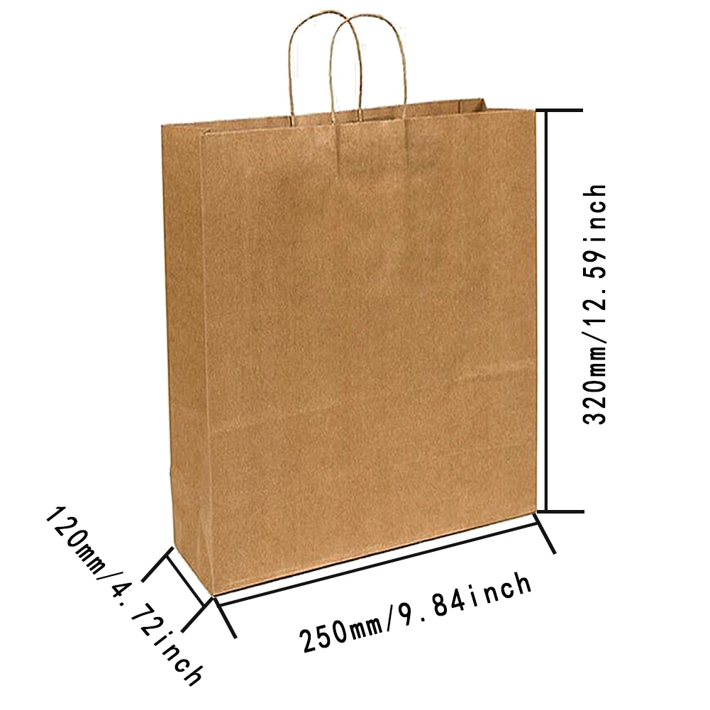 

Gift Bag Kraft Packaging Handle Paper Storage Bag for Wedding Candy Favor Bag With Handle Gift Packing Bag Christmas