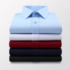 BROWON, летняя мужская рубашка с коротким рукавом, повседневная, деловая, приталенная, однотонная, официальная, 6 цветов