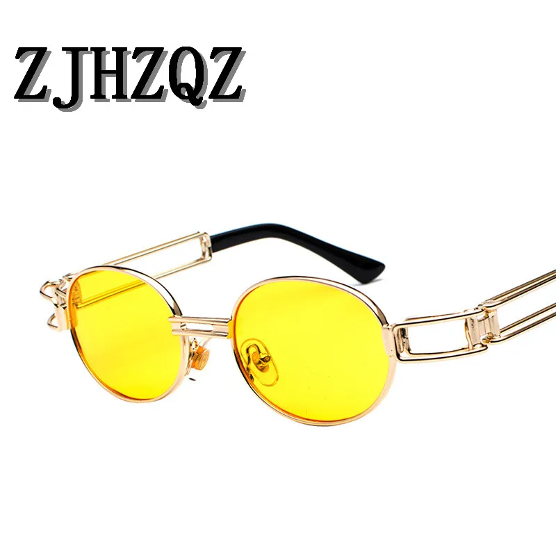 

Mens Fashion Oval Steampunk Pilot Polarized Sunglasses Women Trend Retro Openwork Trendy Street Small Round Lens Glasses Oculos