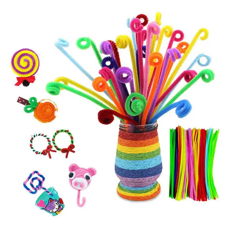 

Colorful Plush Sticks Wool Pom Poms Eyes Paper Material Kids DIY Handmade Crafts Art Craft Kids Educational Puzzle Toy