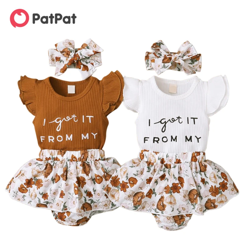 

PatPat New 3pcs Baby Girl Casual Floral Short-sleeve Dress Set