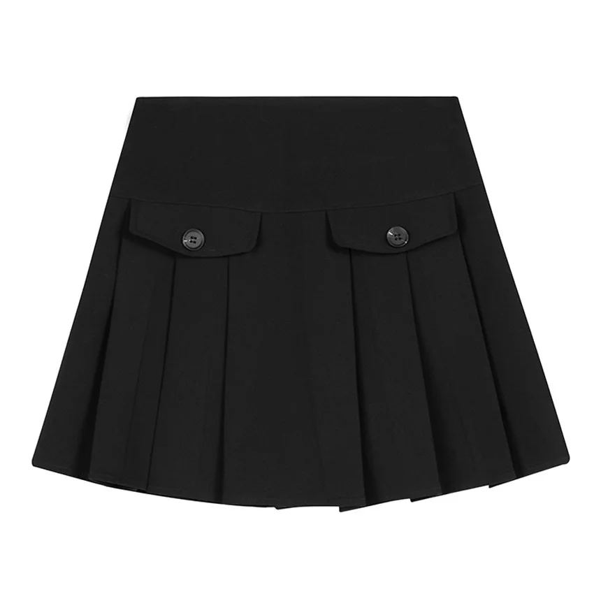 

Skirts Women 2021lgg 2021 Spring New High Waist Black Slimming A- line Skirt Skirt Women's Pleated Skirt Chic