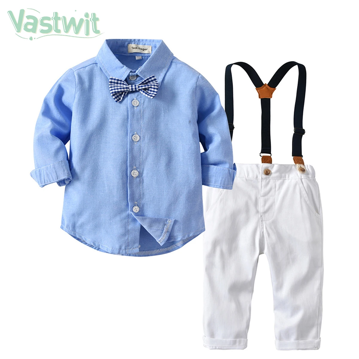 

Newborn Baby Boy Clothes Set Formal Gentleman Suit Long Sleeve Bowtie Shirt+Suspenders Trousers Infant Outfit Baptism Costume