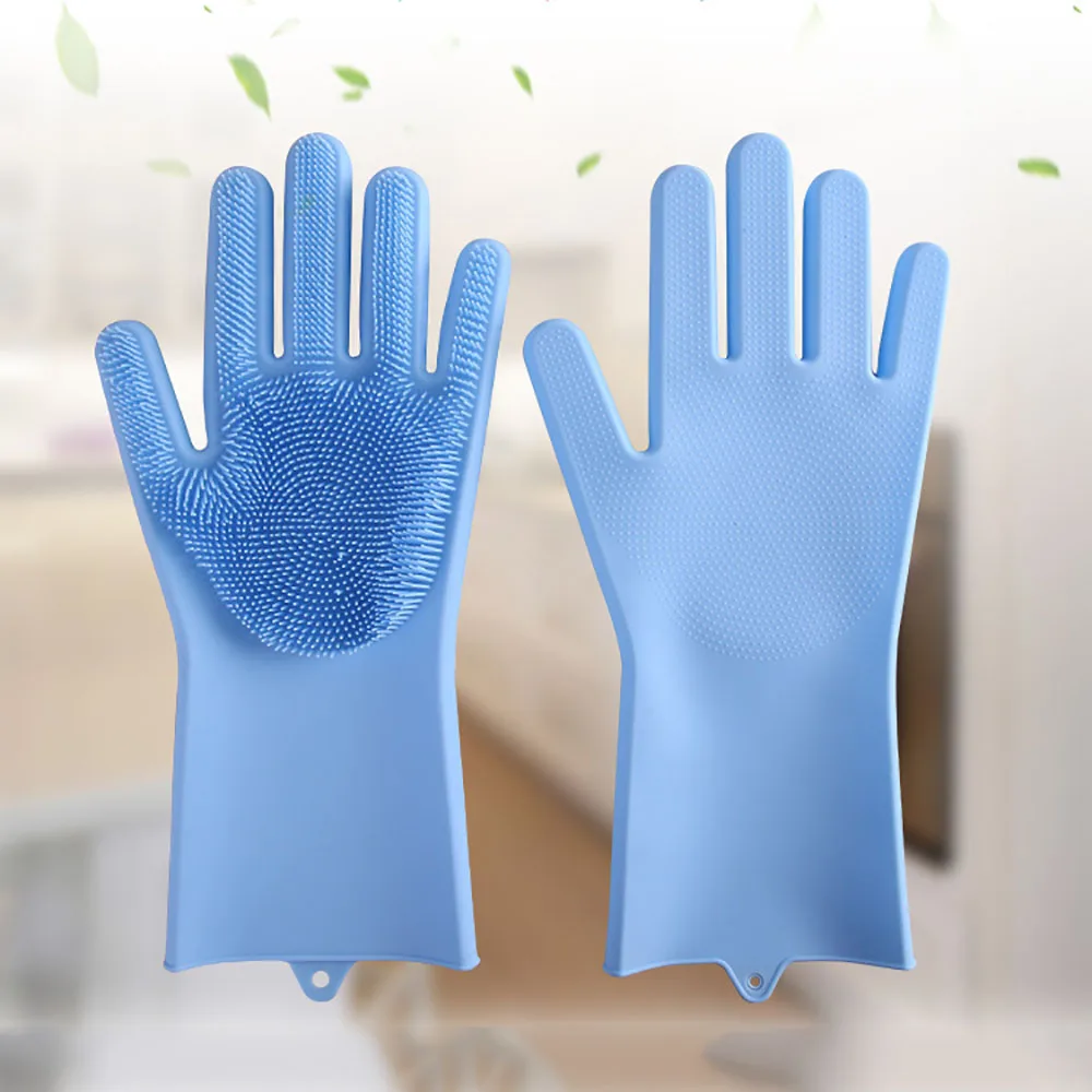 

Силиконовые перчатки, щетка для мытья посуды Magic перчатки для работы по дому, Нескользящие, термостойкие, для кухни, многофункциональные пер...