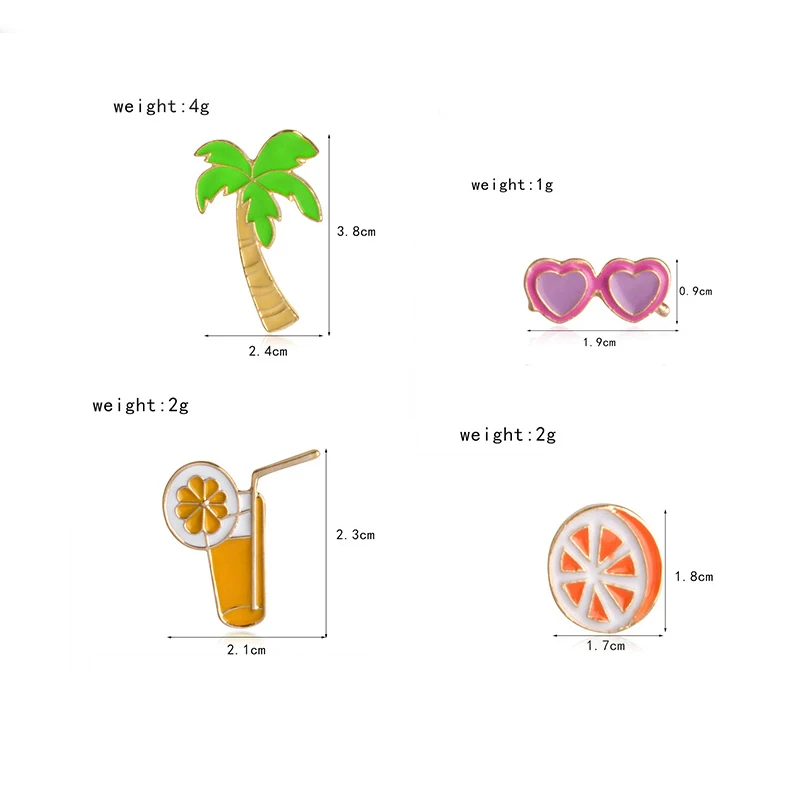 

Summer Fashion New Products Trend Small Jewelry Alloy Brooch Cool Juice Coconut Tree Clothes Love Glasses Shape Brooch
