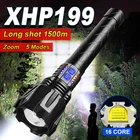 XHP199 самый мощный яркий светодиодный фонарик s XHP160 высокомощный тактический фонарь 18650 перезаряжаемый фонарик светильник USB фонарь