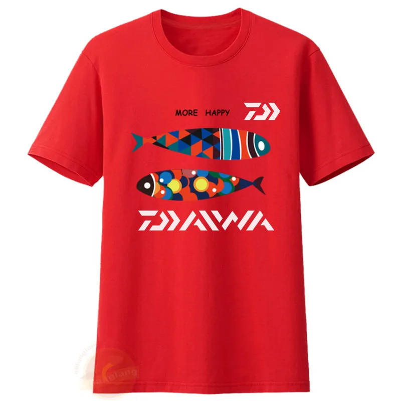 

Short Sleeve Fishing T-shirt Men Cotton Loose Pisces Pattern Printed Fishing Clothes 2020 Daiwa New Summer Couple Fishing Shirt
