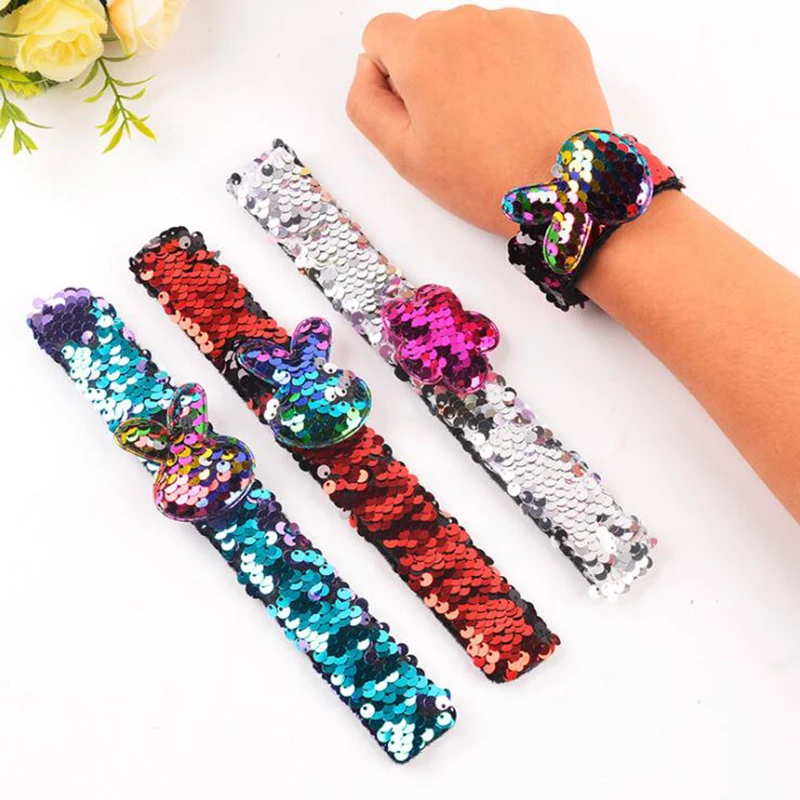 Волшебные Блестки Русалка Браслеты двух Цвет блесток Реверсивный блеск браслет