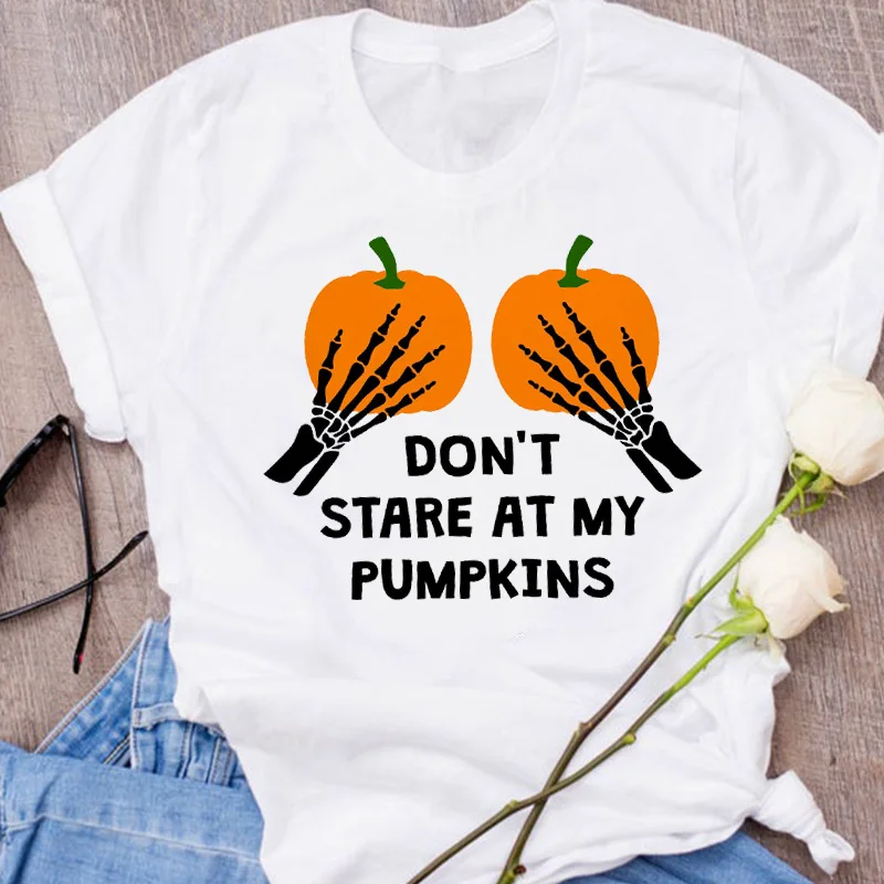 Женская футболка с рисунком смешного черепа тыквы осень Хэллоуин одежда для