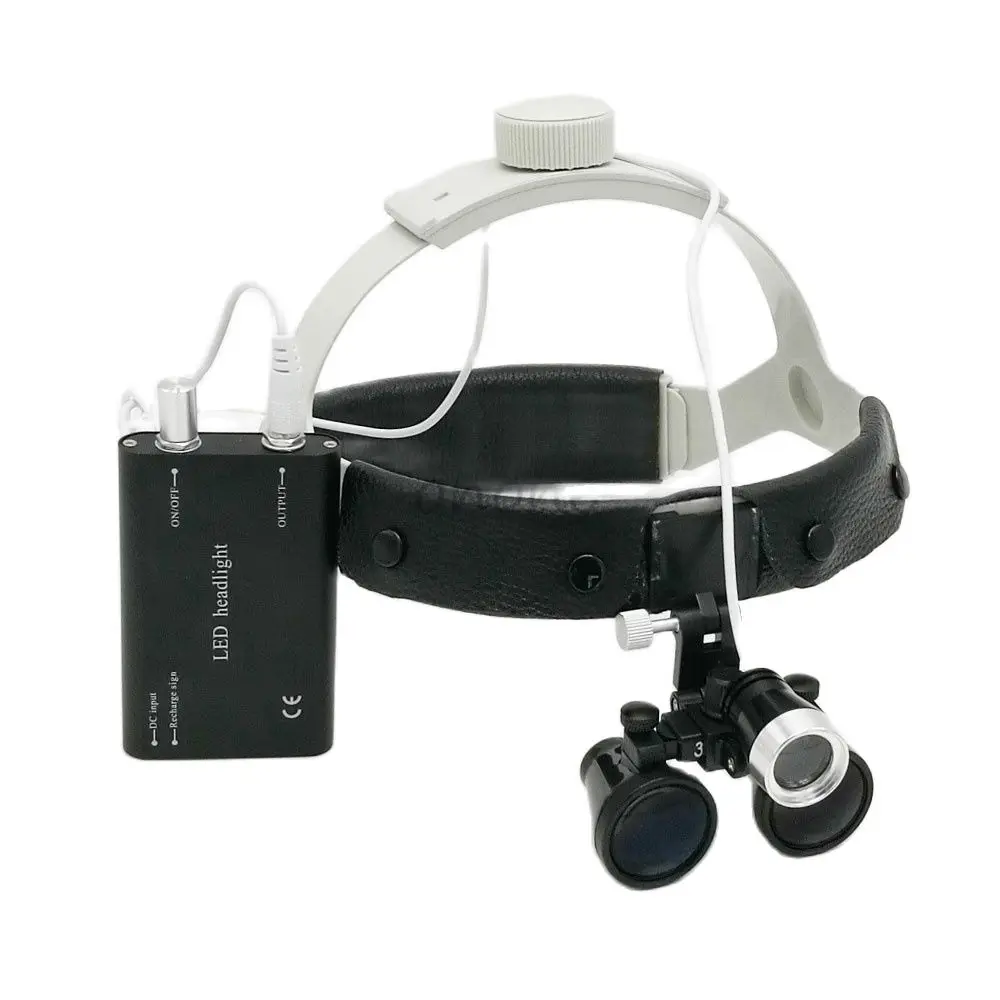 3.5X 420 mm Dental Loupe Magnifier Binocular Magnifier Surgery Surgical Operation Loupe with Spotlight Head Light