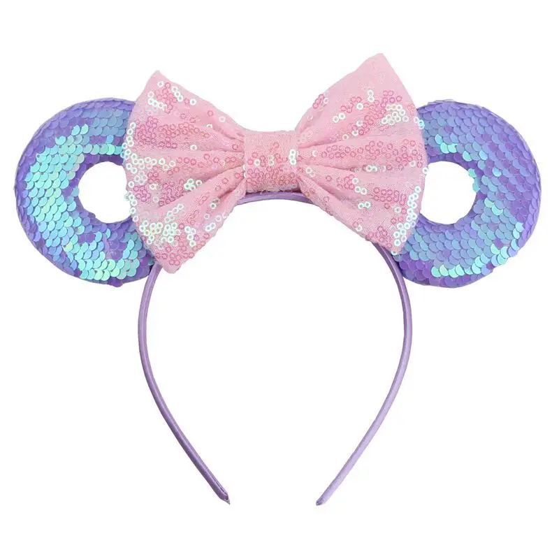24 Style Hair Accessories Minnie Mouse Ear Headband Doughnut Bow For Girls Women Sequin Birthday Party Hairband | Тематическая