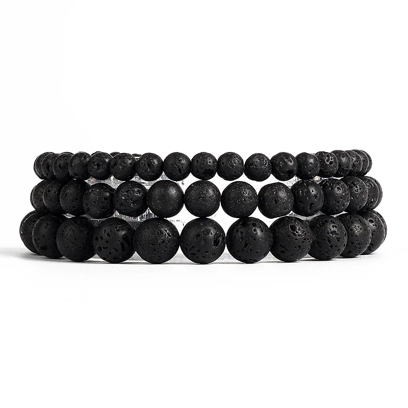 

4/6/8/10mm Natural Volcanic Stone Beads Bracelet Black Lava Men Bracelet Aromatherapy Essential Oil Diffuser Bangle for Women