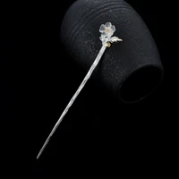 925 sterling silver hair jewelry crystal hair stick flower hanfu accessories for women chinese hairpin
