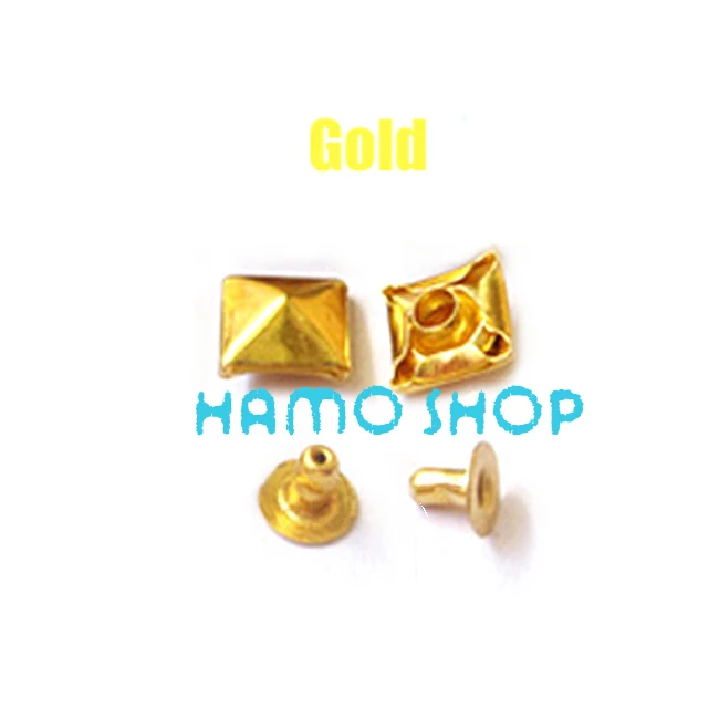 Pyramid Gold 100 шт, все размеры, Стильные Заклепки с шипами, пятна, голова гвоздика, панк-рок, сделай сам, кожа, ремесло, для одежды, сумки, обуви, части, украшения - Цвет: Pyramid Gold