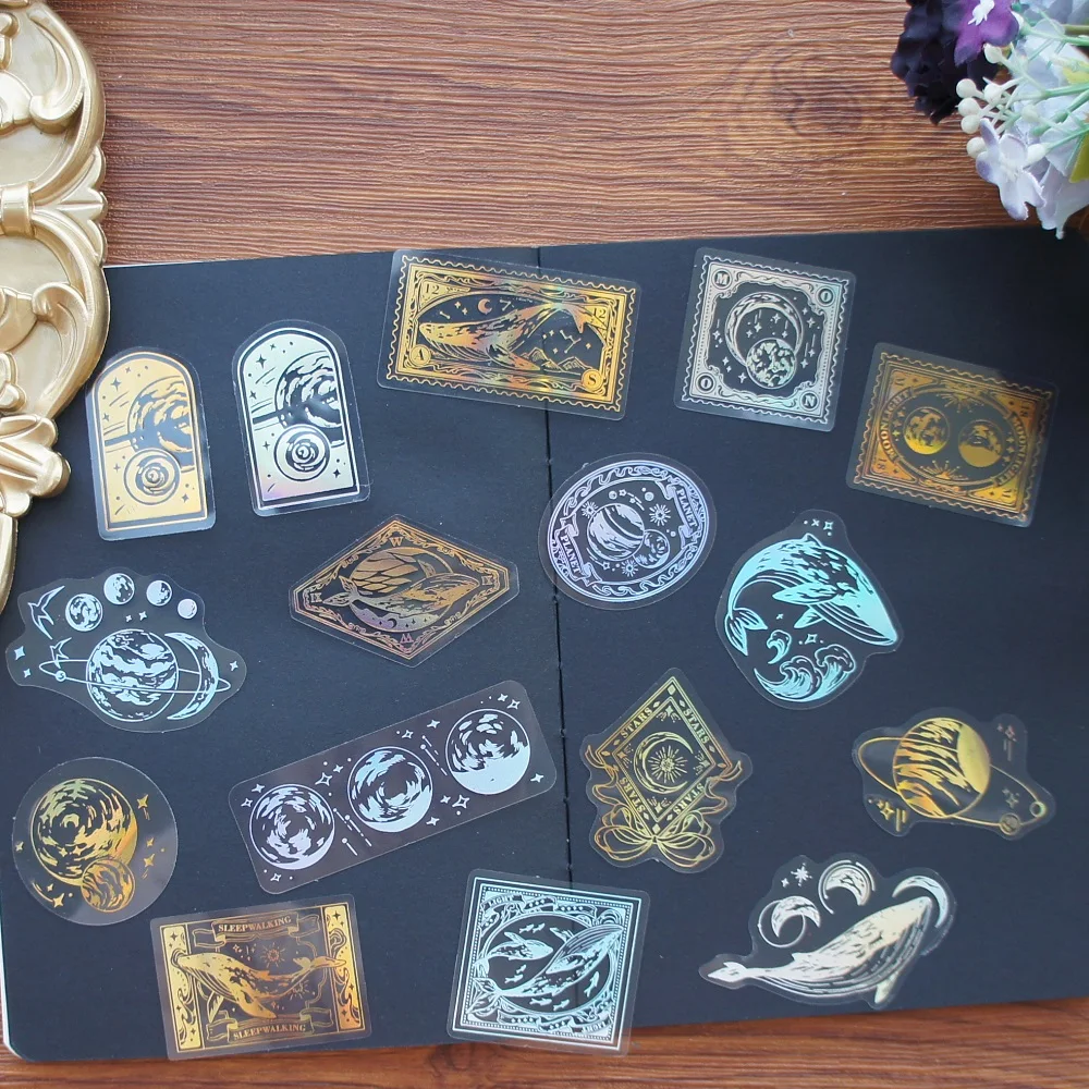 Стильная ПВХ лазерная наклейка Кит на Луне 28 шт. скрапбукинг сделай сам