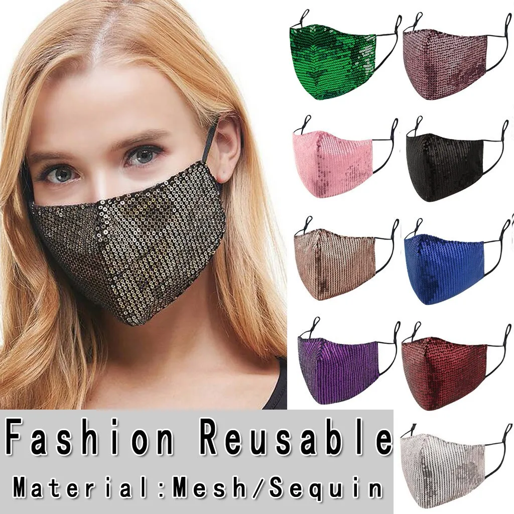 Women Sequins Cotton Washable Breathable Festival Costume men mascarilla Monder Scarf Halloween Cosplay MasK |