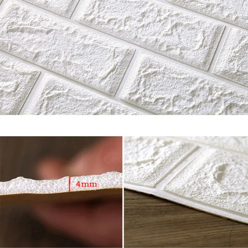 Полиэтиленовые 3D наклейки на стену в виде кирпича для гостиной детской спальни