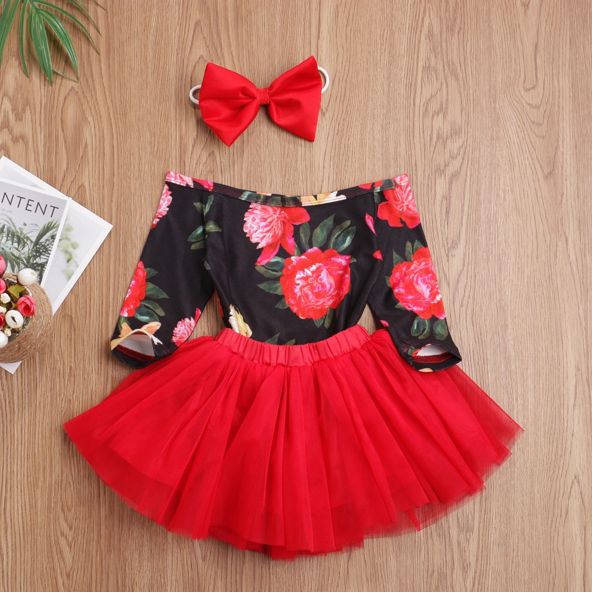 Комбинезон с юбкой-пачкой для новорожденных девочек 3 шт. Кружевная повязка на