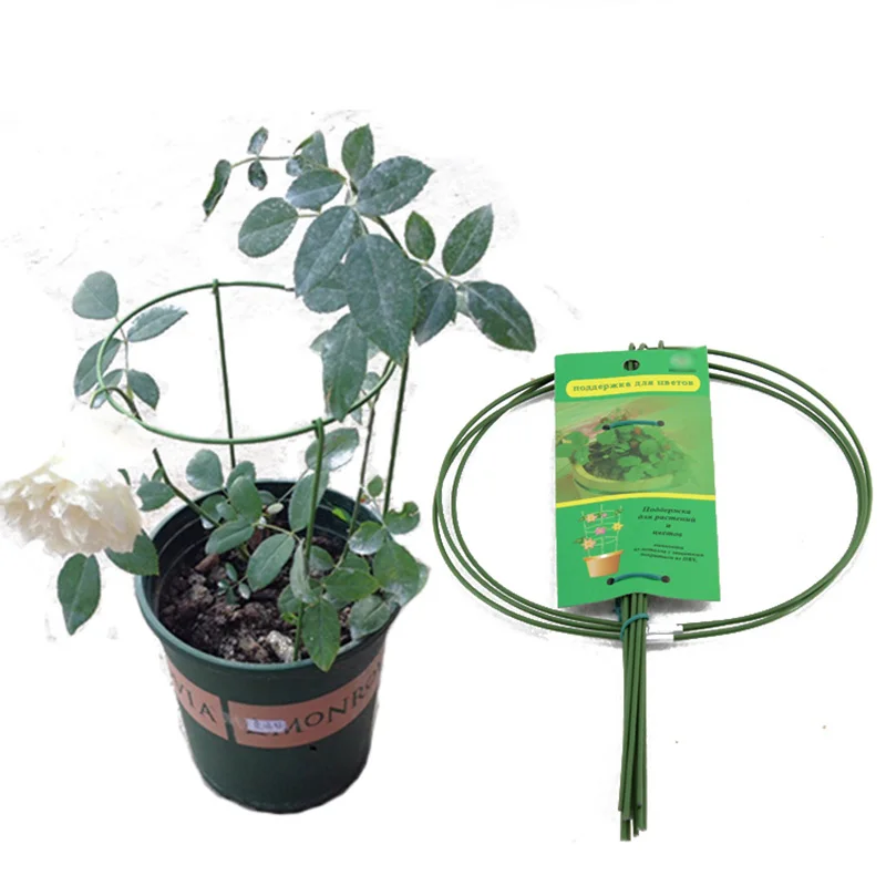 

14/18/20/22cm Metal Flower Stand Green Garden Support Stake Ring Peony Herbaceous Plant Flower Stand Trellis Gardening Supplies