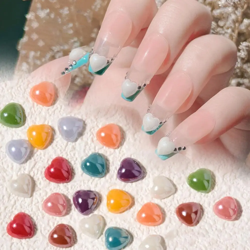 

Hot Sales!!!50Pcs Nail Decor Love Heart Shape Nail Design Ceramic 3D Manicure Sequins for Women