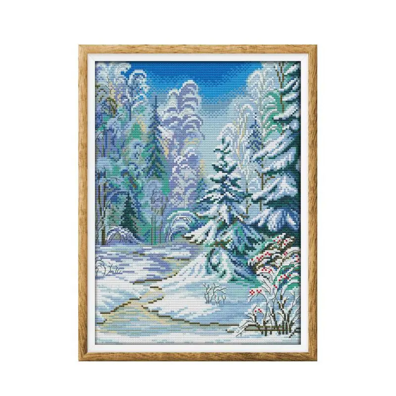 

Winter forest cross stitch kit aida 14ct 11ct count printed canvas stitches embroidery DIY handmade needlework