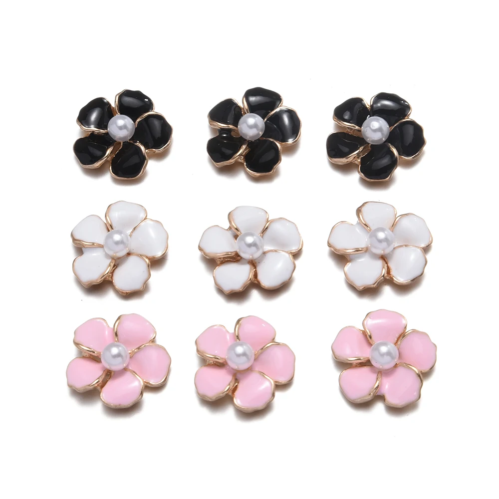 

10pcs/set 17*18mm Pearl Flower Alloy Accessories DIY jewelry bracelet hairdressing necklace hat alloy pearl accessories making