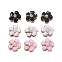 10pcsset 1718mm pearl flower alloy accessories diy jewelry bracelet hairdressing necklace hat alloy pearl accessories making