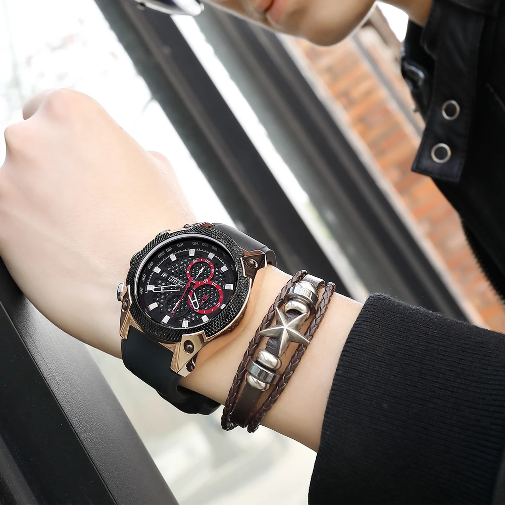 MEGIR модные роскошные Брендовые мужские часы Спортивные Хронограф военные