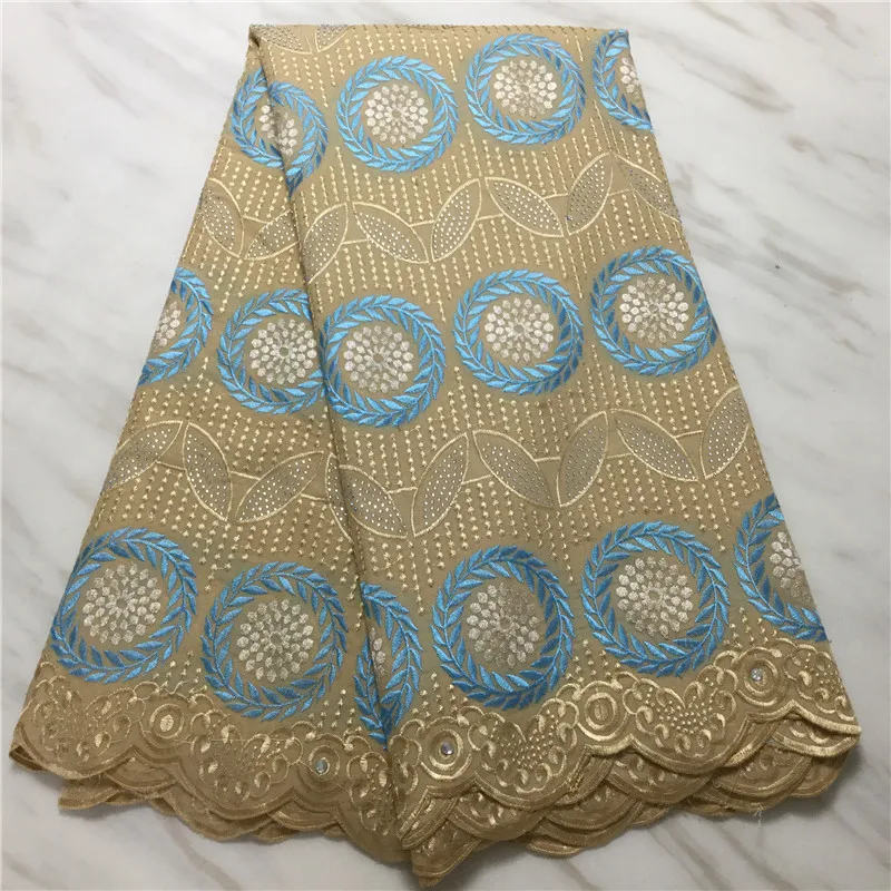 5 yards White Gold Handcut African lace fabric beautiful Nigeria garment sewing with lots of stones | Дом и сад