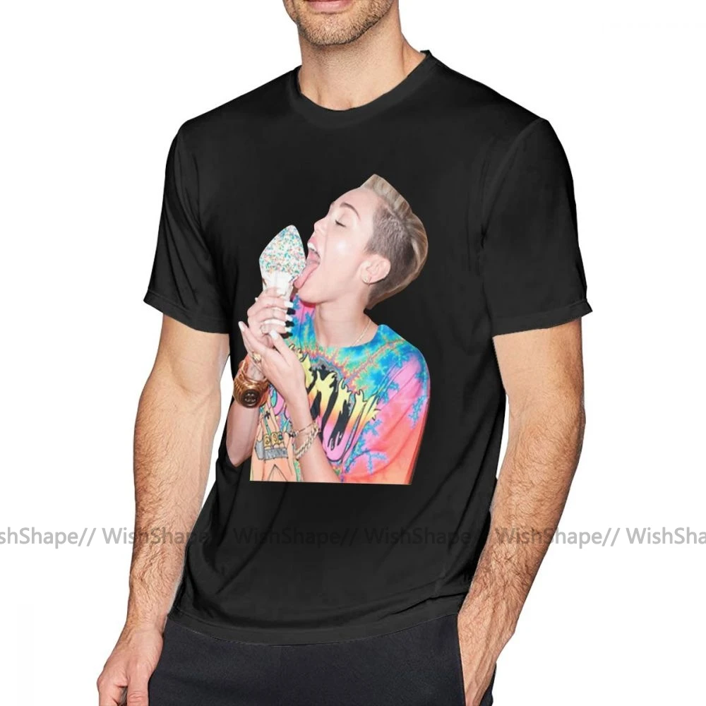 Майли Сайрус футболка с мороженым летняя принтом 5x забавная Мужская короткими