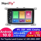 Автомагнитола с GPS, 4G LTE, Android 10, 4 Гб + 64 ГБ, для Toyota Land Cruiser LC 100, 2002, 2003, 2004, 2005, 2006, 2007