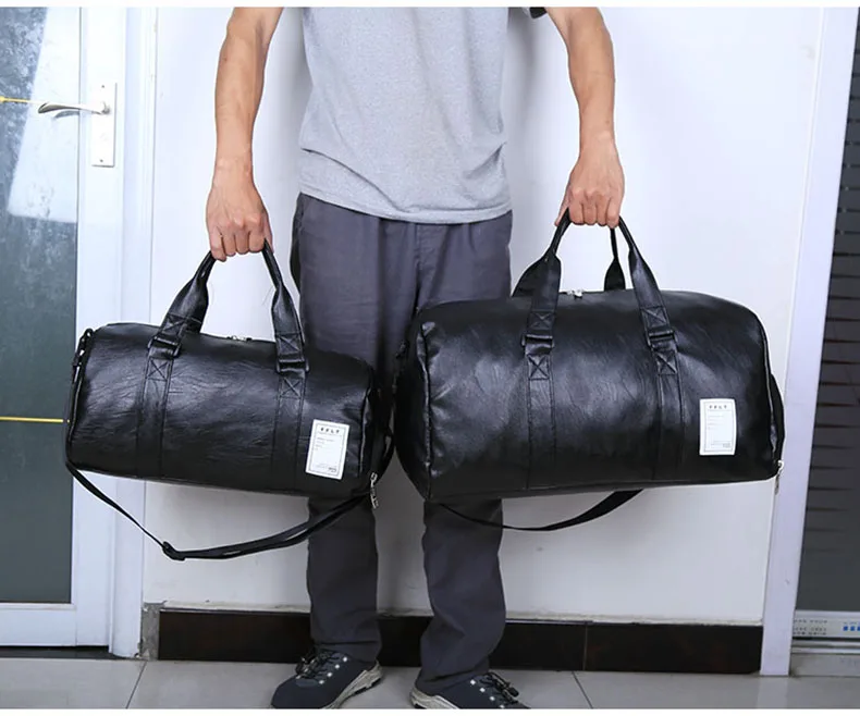 Wobag Mannen Weekend fitness Schoudertas PU Lederen Korte-afstand Hand Reistas Vrouwen Grote Capaciteit Plunjezak