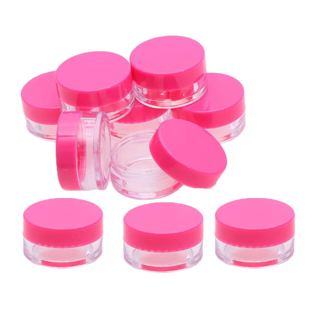 

10pcs Clear/Pink Plastic Empty Cosmetic Craft Storage Containers Pots