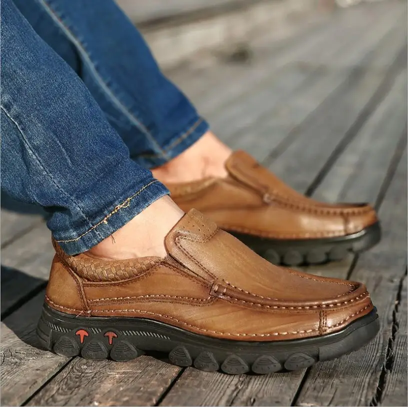 

JX671 Autumn New men shoes genuine leather Slip-on loafers Comfortable Breathable Men Fashion Luxury Flats zapatos de hombre
