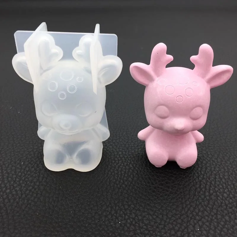 

Зеркальный 3D Силиконовый стерео медведь Единорог кошка Рождественский олень форма в виде животных DIY орнамент форма для мыла инструменты д...